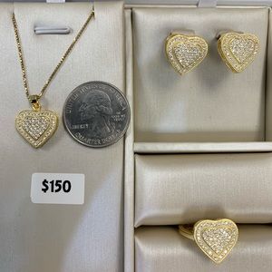 925 sterling silver heart set